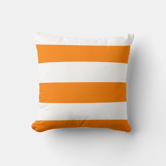 Breda randar - vit och orange kudde (Framsida)
