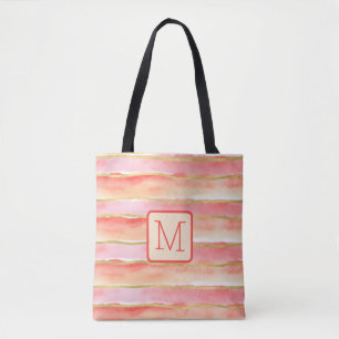 Breda Ränder Tangerine Färgblock Monogram Tygkasse