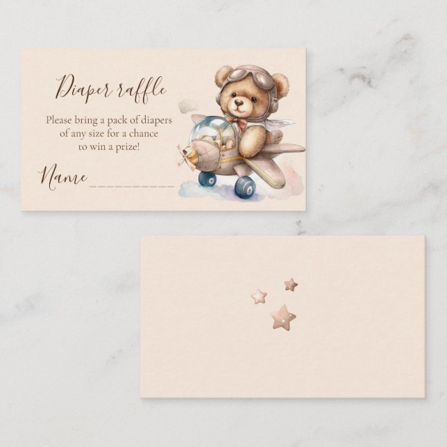 Bredare Nalle för vattenfärg, raffel biljett Tilläggskort (Fram/baksida)