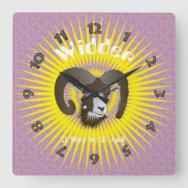 Bredd 21. März bis 20. April Uhr Fyrkantig Klocka (Framsida)