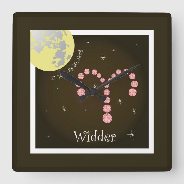 Bredd 21. März bis 20. April Uhr Fyrkantig Klocka (Framsida)