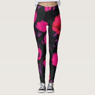 Bredd blommigt för vintage, stiliserade tulpaner m leggings