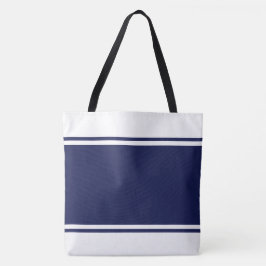 Bredd Nautical Navy Blue Tävla Rand On White Tygkasse