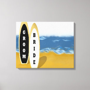 Bredd- och Groom Surfa Boards Wrapped Canvas Art