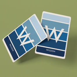 Bredd Rik Blåfärgad toningsrandig monogram personl Casinokort