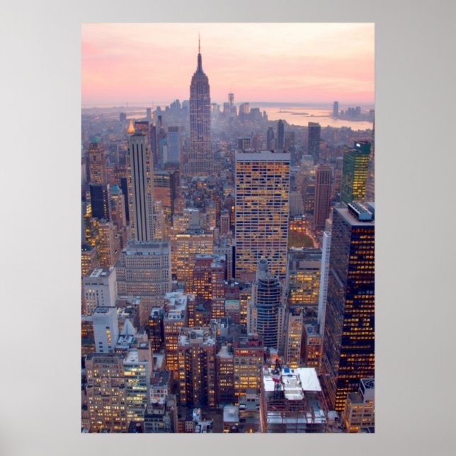 Bredd syn på Manhattan vid sunset Poster (Framsidan)