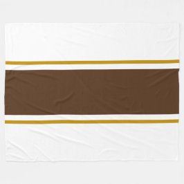 Bredd två Tone Brown Tävla Rand på vitt Fleecefilt