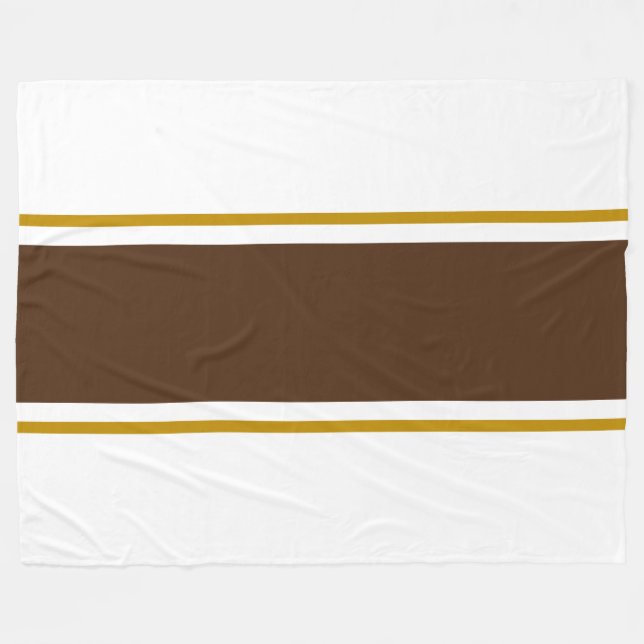 Bredd två Tone Brown Tävla Rand på vitt Fleecefilt (Framsidan (Horisontell))