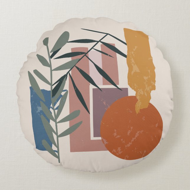 Bredda former och staplar rund kudde (Framsidan)