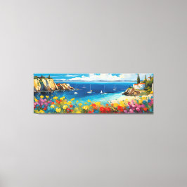 Bredda Sjölandskapet Medelhavsjakter och blommor Canvastryck