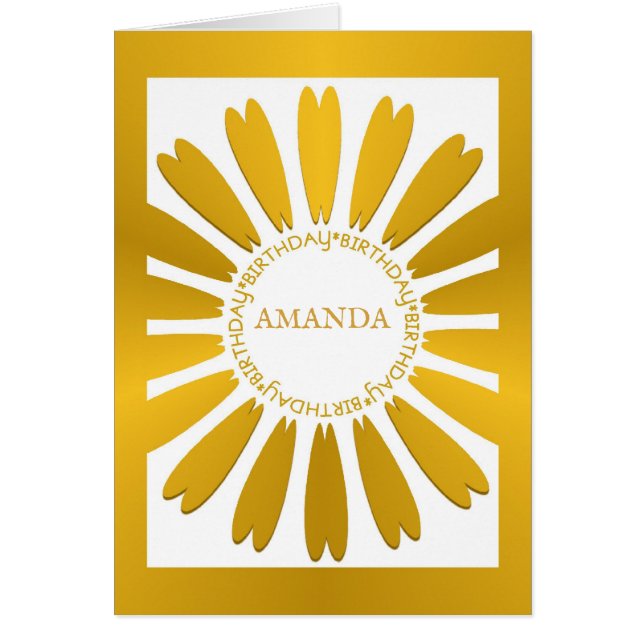 Breddesign grattis på födelsedagen Guld Hälsningskort (Framsidan)
