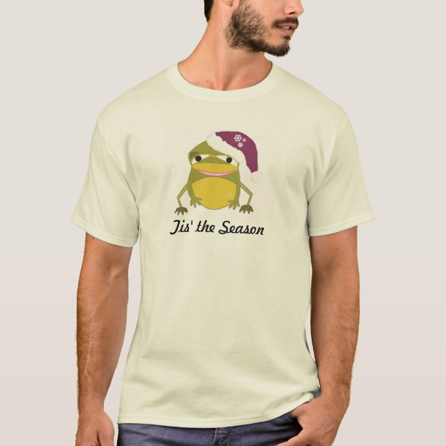 Bredmynta groda i en festlig hatt t shirt (Framsida)