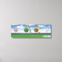 Bredt kanvastryck fyra årstider digital konst