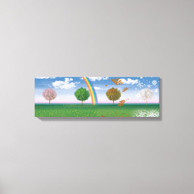 Bredt kanvastryck fyra årstider digital konst (Framsida)