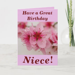 Bredt och fet Blommigt födelsekort för Niece Kort