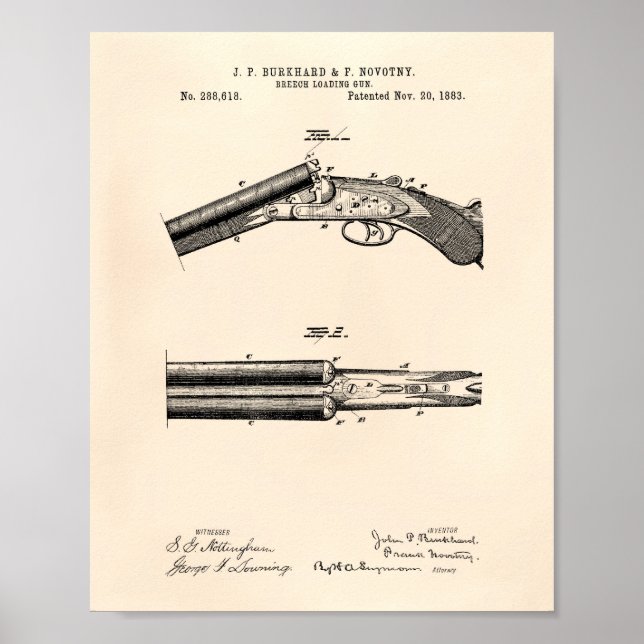Breech Loading Gun 1883 Patent Art - Old Peper Poster (Framsidan)