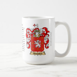 Breeden, ursprung, det menande och vapenskölden kaffemugg