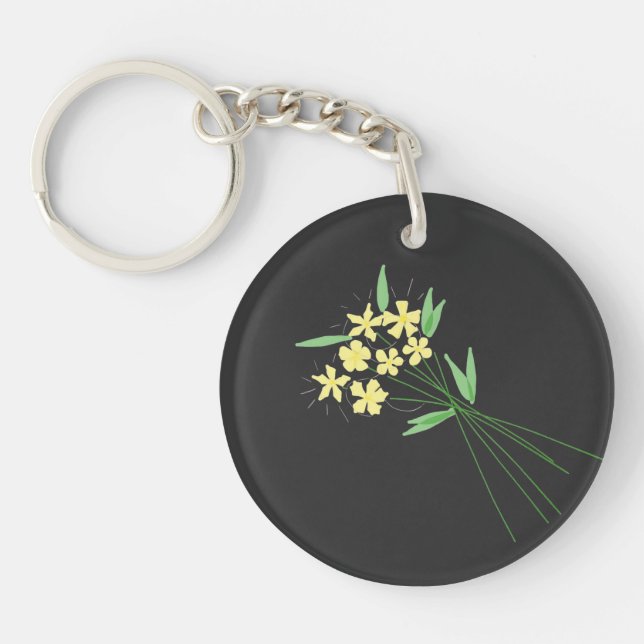 "Breeze in Bloom" – Hand-Drawn Floral Keychain (Framsidan)