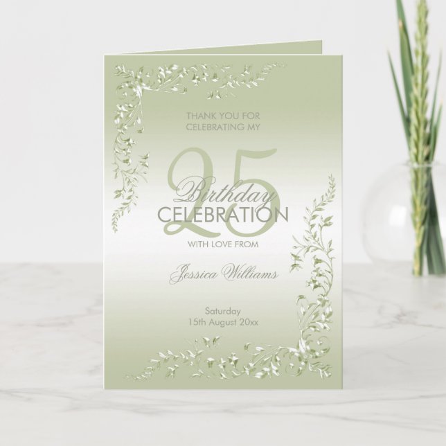 Breezeway Dekoration 25:e födelsedagen Tack Kort (Framsida)