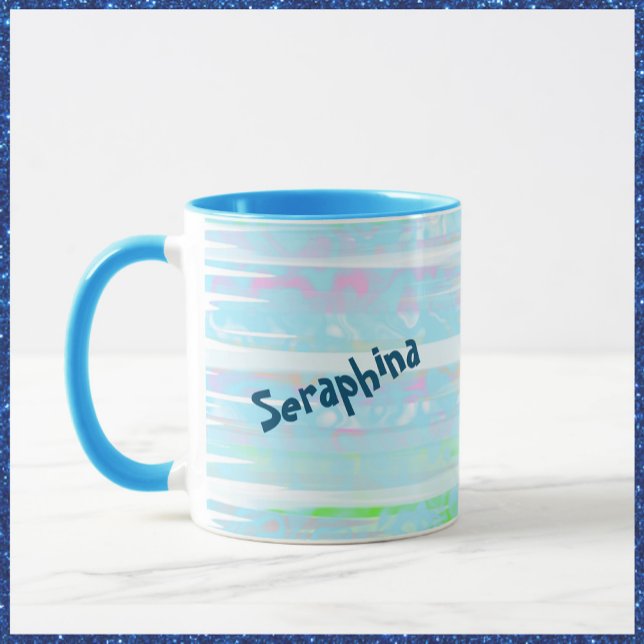 Breezy Abstrakt Aqua Rand Mugg (Skapare uppladdad)