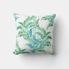 Breezy Coola Blue och Grönt Watercolor Löv Kudde