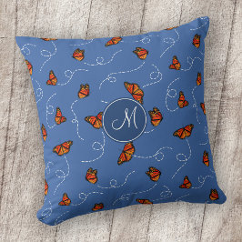 Breezy Monarch Butterflies mönster blue Kudde
