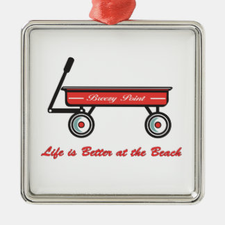 Breezy peka den lite röda vagnprydnaden julgransprydnad metall