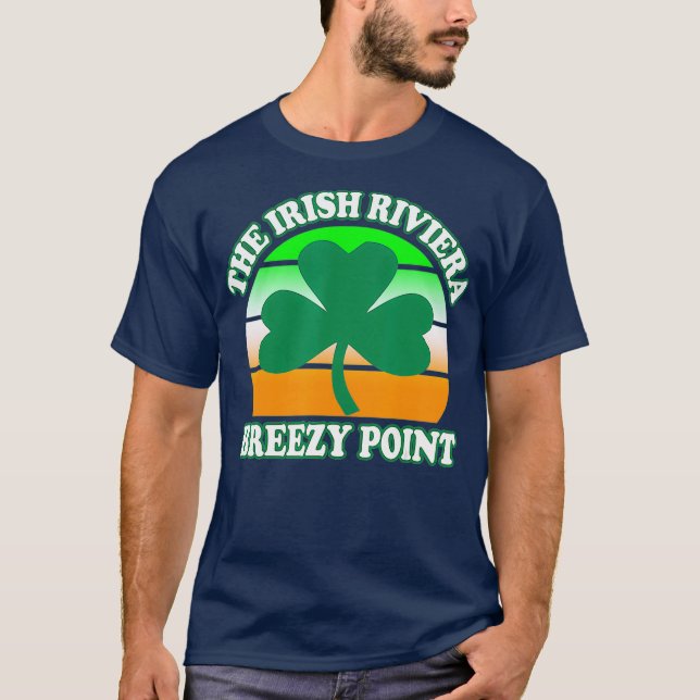 Breezy Point NY the Irish Riviera Shamrock Retro T Shirt (Framsida)