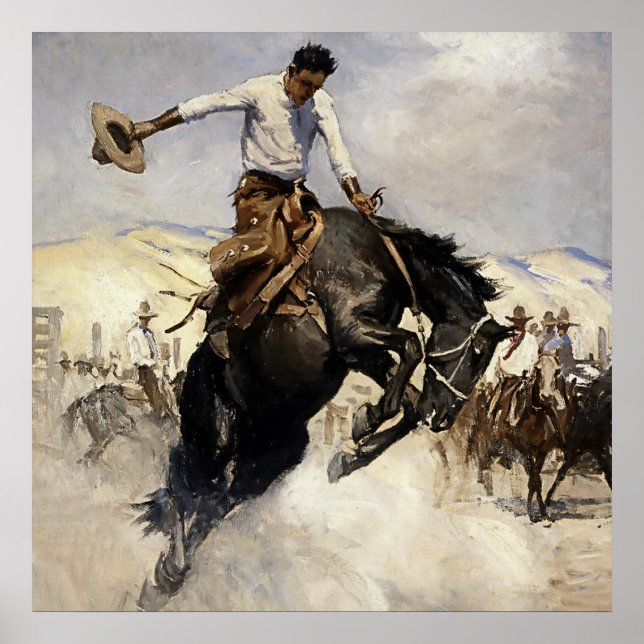 “Breezy Riding” Västerländsk konst av WHD Koerner Poster (Framsidan)