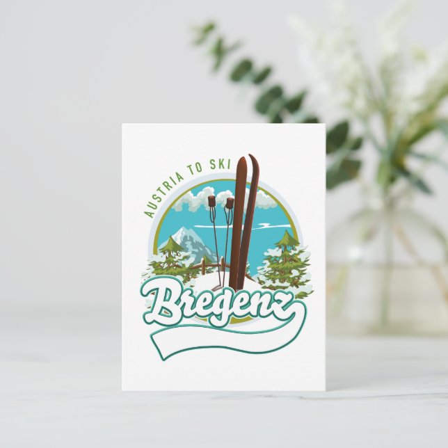 Bregenz Österrike skidlogo Vykort (Stående Fram)
