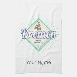 Bremen City Tyskland Retro Town Musician Vintage Kökshandduk