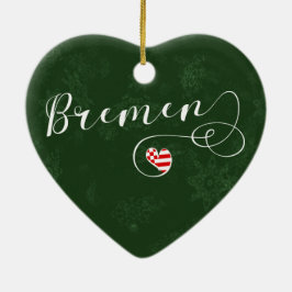 Bremen Heart, Julgran Ornament, Tyskland Julgransprydnad Keramik