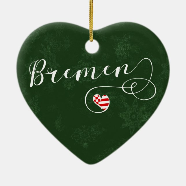 Bremen Heart, Julgran Ornament, Tyskland Julgransprydnad Keramik (Baksidan)
