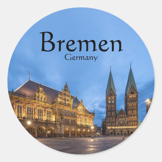 Bremen Souvenir Runt Klistermärke (Framsida)