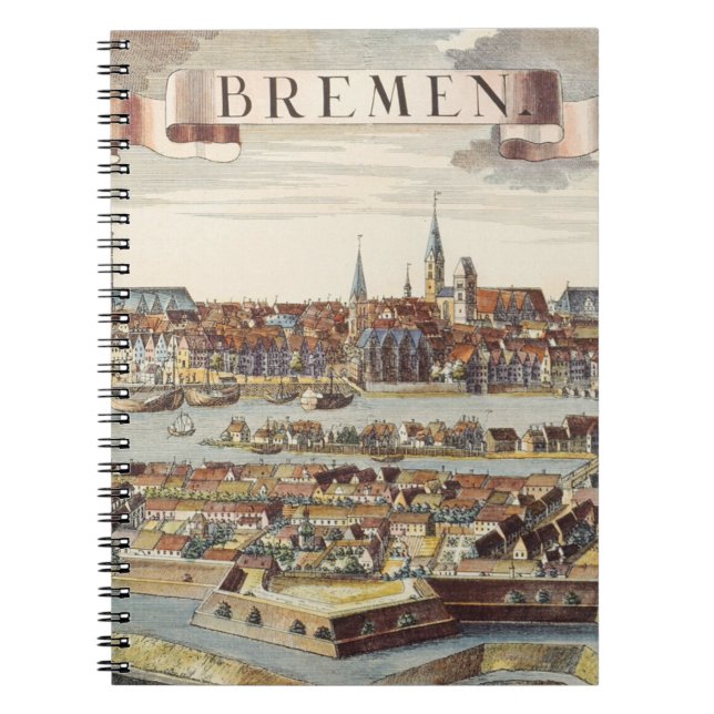 Bremen Tyskland, 1719 Anteckningsbok Med Spiral (Framsidan)
