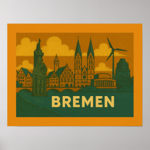 Bremen Tyskland Stad Konst Poster