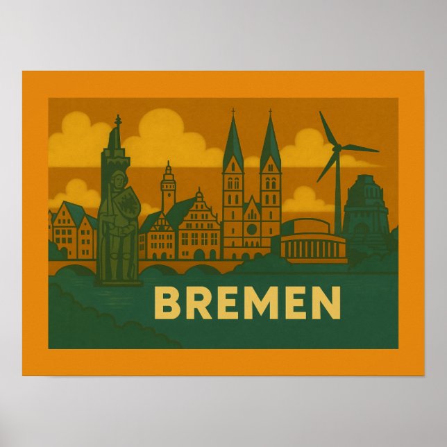 Bremen Tyskland Stad Konst Poster (Framsidan)