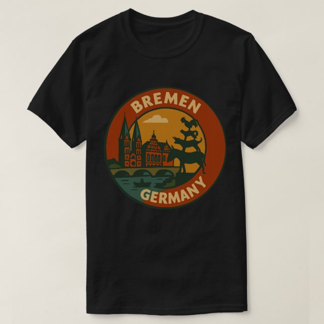 Bremen Tyskland Stad Konst T Shirt (Design framsida)