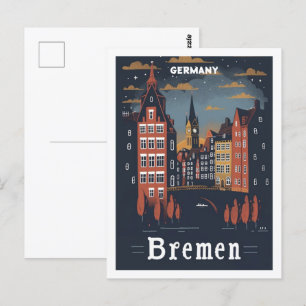 Bremen Tyskland Vintage Berömd Resa Plats Vykort