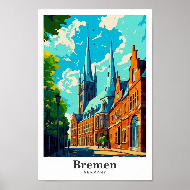 Bremen Tyskland Vintage resor Porträtt Poster (Framsidan)