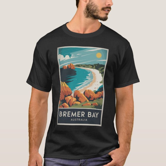 Bremer Bay Australia Illustration Travel Art Retro T Shirt (Framsida)