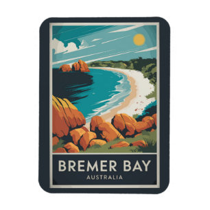 Bremer Bay Australien Illustration Resa Konst Retr Magnet
