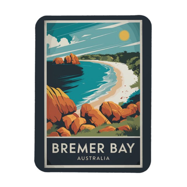 Bremer Bay Australien Illustration Resa Konst Retr Magnet (Vertikal)