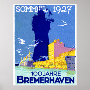 Bremerhaven Tyskland 1927 Poster