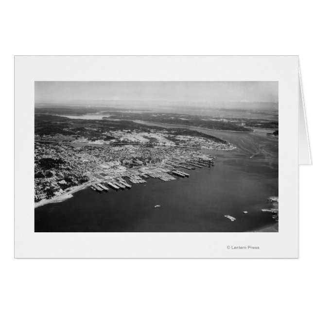 Bremerton, WA - Aerial View of City Photograph Hälsningskort (Framsidan Horizontal)