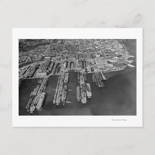 Bremerton, WA Aerial View of Navy Docks Vykort (Framsida)