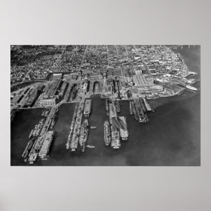 Bremerton WA-antenn beskådar av marinskeppsdockor Poster