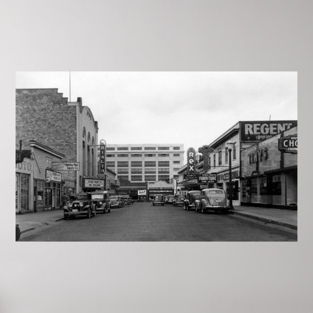 Bremerton, WA Street Scene Town View-foto Poster (Framsidan)
