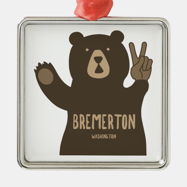 Bremerton Washington Fredens Björn Julgransprydnad Metall (Framsidan)