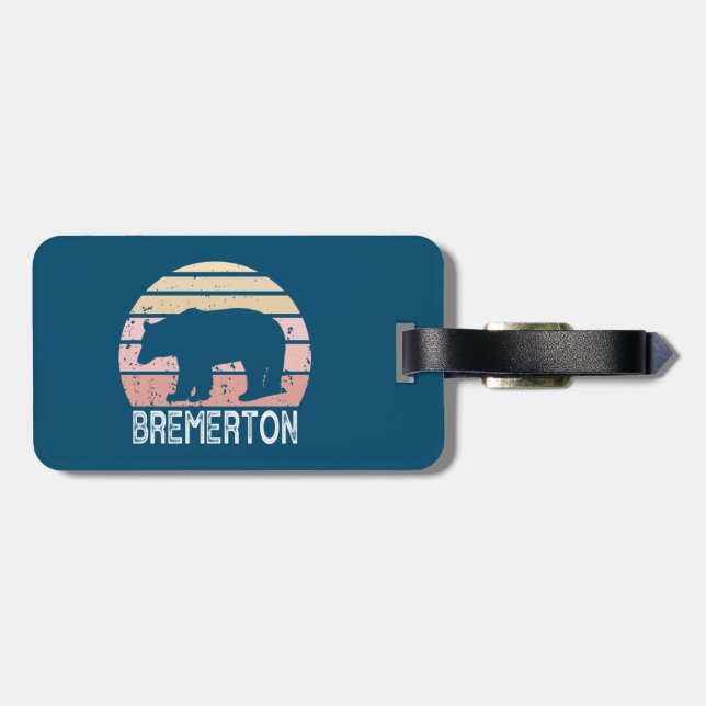 Bremerton Washington Retro Bear Bagagebricka (Baksida Vågrät)